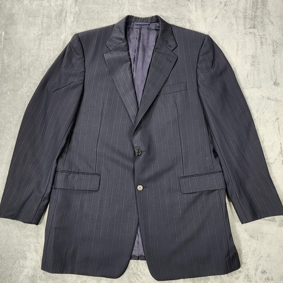 Hickey Freeman Blazer Mens 43 Long Loro Piana Navy Blue Pinstripe Wool - Picture 2 of 16